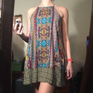 Colorful patterned halter sundress!
